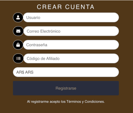 Registration at Winss Bet casino